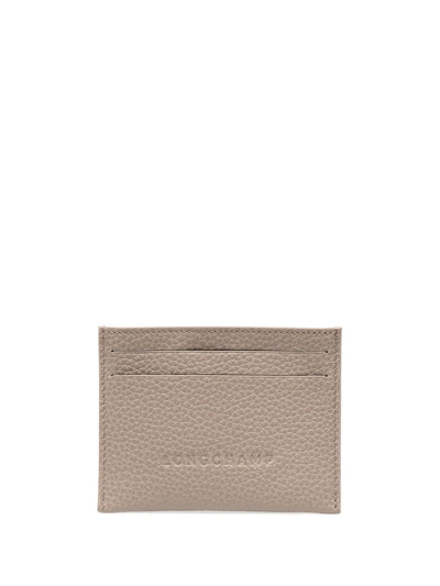 Longchamp Le Foulonné Leather Cardholder In Grey