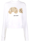 Palm Angels Bear Patch Crewneck Sweatshirt In Weiss