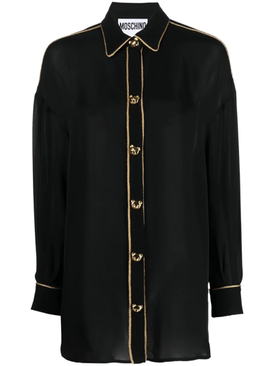 Moschino Couture Chiffon Blouse With Jewel Buttons In Black