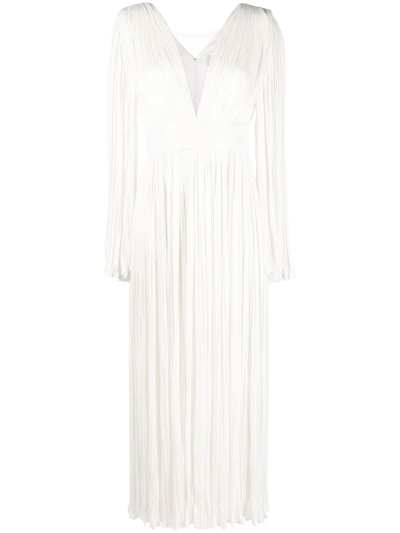 V:pm Atelier Fully Pleated Evening Gown In White