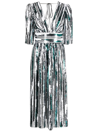 V:pm Atelier Sheer Panelling Sequin Dress In White