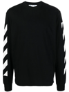 Off-white Diag Cotton Jersey Long Sleeve T-shirt In Black,white