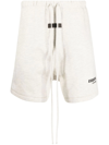 Essentials Logo-print Drawstring Track Shorts In Neutrals