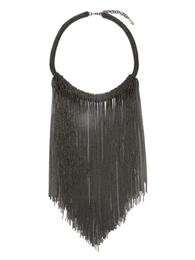 Brunello Cucinelli Monili-beaded Tassel Necklace In Black