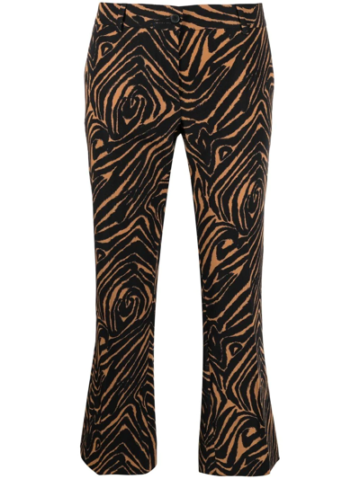 Alberto Biani Zebra-print Four-pocket Flared Trousers In Multicolor