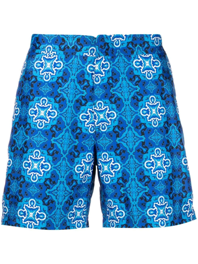 Peninsula Swimwear Graphic-print Swim Shorts In Blue
