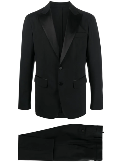 Dsquared2 Black Wool Blend Chicago Tuxedo Suit In Nero