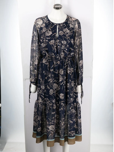 Semicouture Floral-print Midi Dress In Blue