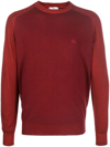 Etro Logo-embroidered Virgin-wool Jumper In Red