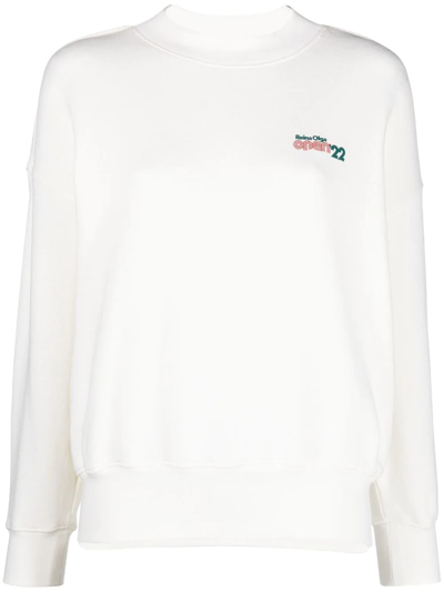 Reina Olga Logo-embroidered Cotton Sweatshirt In White