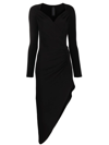 Norma Kamali Black Dress With Draped Details And Bare Shoulders In Tech Fabric Woman In Schwarz