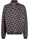 Kenzo Logo Print Zip-up Jacket In Grey