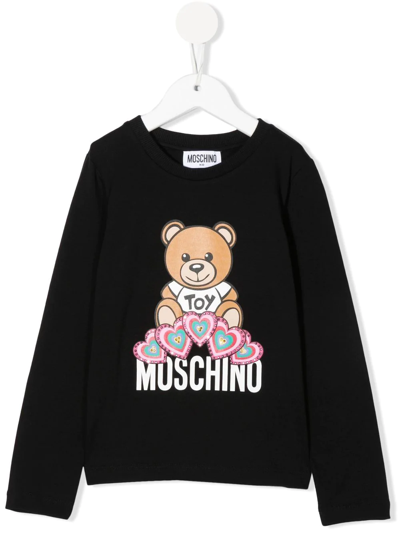 Moschino Kids' Unisex Sweatshirt With Teddy Bear Print In Nero Black