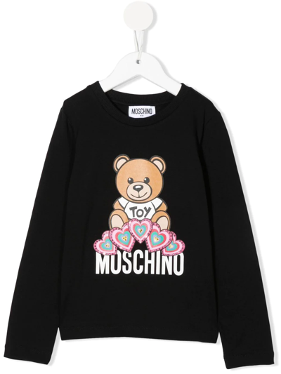 Moschino Kids' Teddy Bear-print Sweatshirt In Schwarz