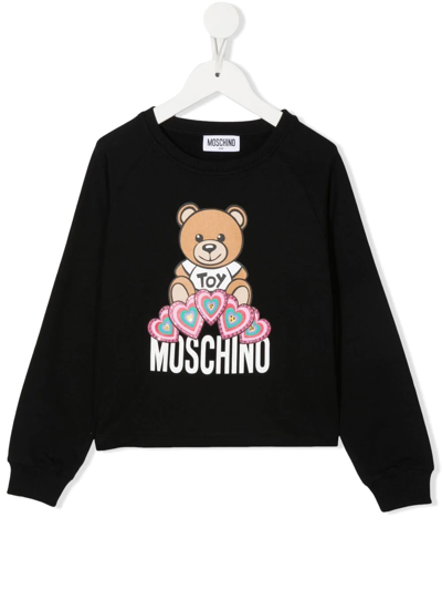 Moschino Kids' Teddy Bear-print Sweatshirt In Schwarz