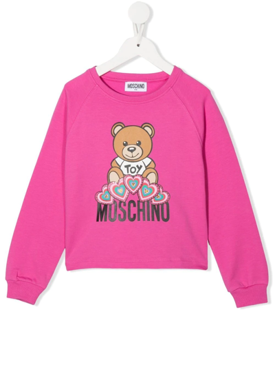 Moschino Kids' Teddy Bear-print Sweatshirt In Pink