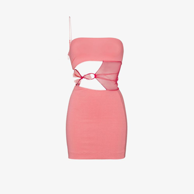 Nensi Dojaka Pink Cutout Flower Mini Dress