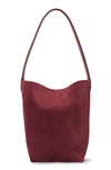 The Row Park Small North-south Tote Bag In Suede In Prt Port