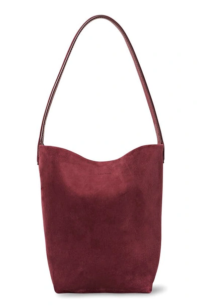 The Row Park Small North-south Tote Bag In Suede In Port