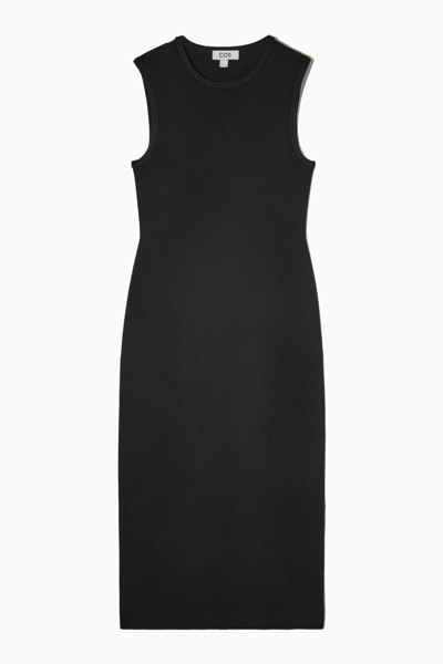 Cos Knitted Midi Dress In Black