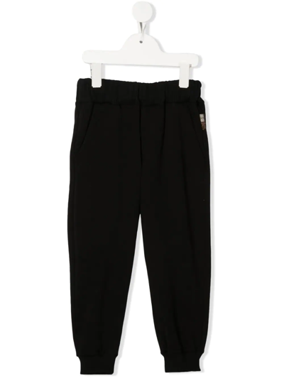 Roberto Cavalli Junior Kids' Stretch-cotton Track Trousers In Black