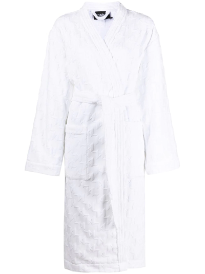 Karl Lagerfeld Monogram Embossed Bath Robe In White