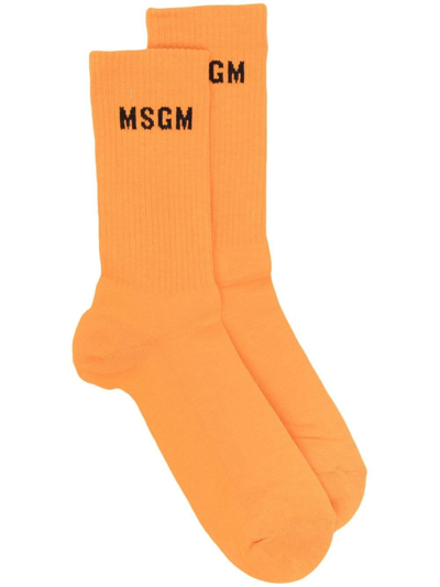 Msgm Intarsia-knit Logo Socks In <p>