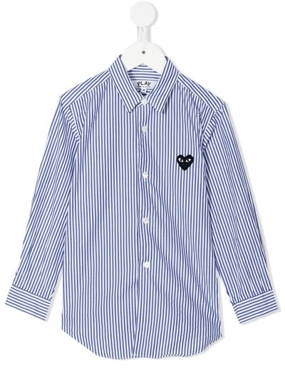 Comme Des Garçons Play Kids' Stripe-print Cotton Shirt In Blue