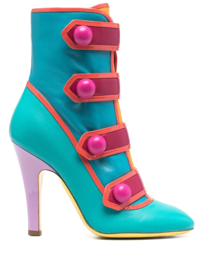Moschino Colour-block Ankle Boots In Blue