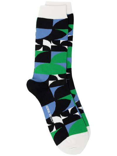 Henrik Vibskov Flux Abstract-pattern Socks In Blue