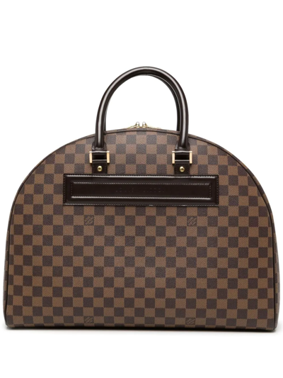 Pre-owned Louis Vuitton 1999  Damier Ebène Nolita 24 Handbag In Brown