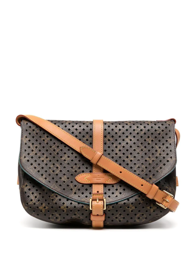 Pre-owned Louis Vuitton 2011  Perforated Monogram Saumur Flore Shoulder Bag In Brown