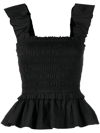 Sea Sloane Sleeveless Smocked Top In Black In Black