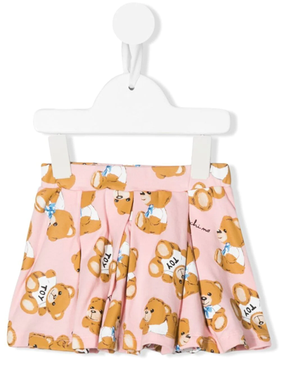 Moschino Babies' Teddy Bear-print Pleated Skirt In Pink