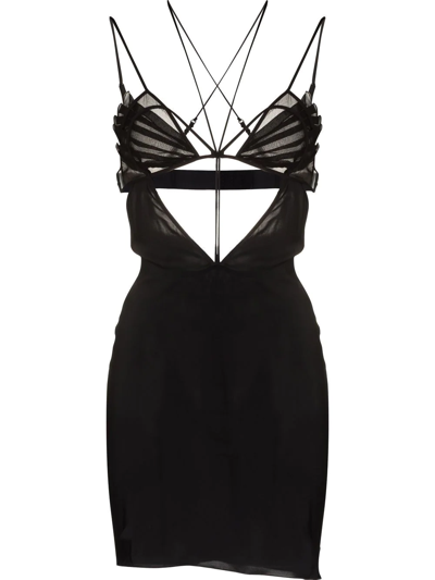Nensi Dojaka Black Heart Silk Mini Dress