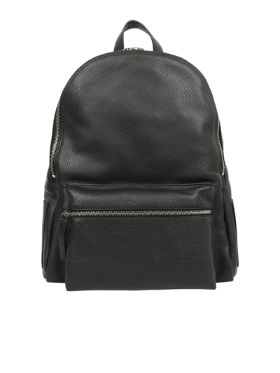 Orciani Grained Leather Backpack In Black