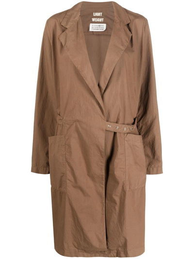 Pre-owned Maison Margiela 2000s Belted Trench Coat In Brown