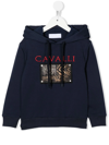 Roberto Cavalli Animal-print Patch Hoodie In Blue