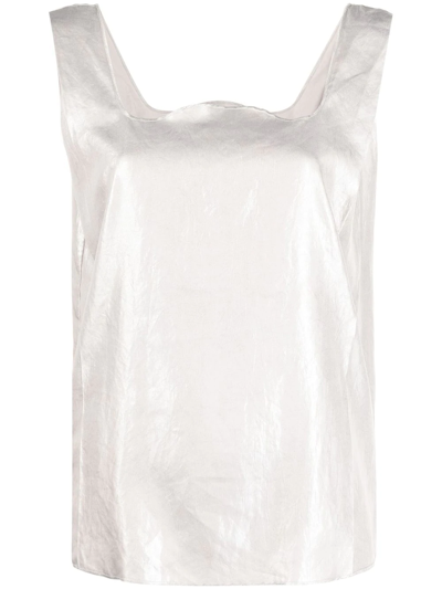 Pre-owned Maison Margiela 2010s Square Neck Tank Top In Silver