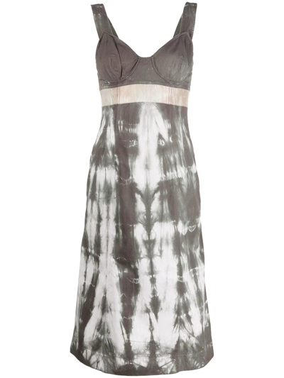 Pre-owned Prada 2000s Tie-dye Effect Bustier Dress In Grey