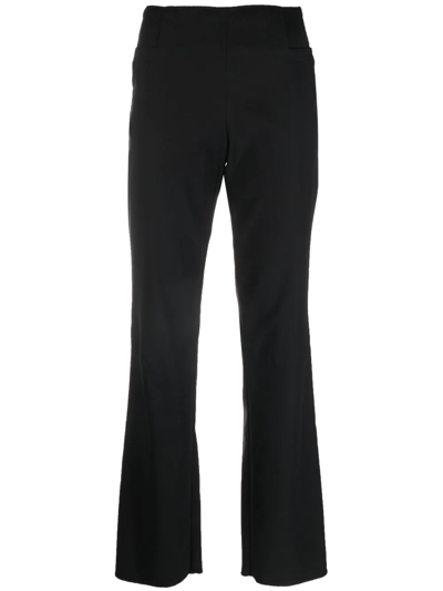 Pre-owned Gucci 2000s Side-buckles Straight-legged Trousers In Black