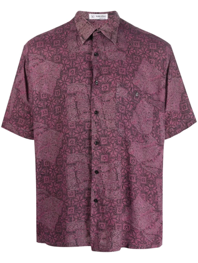 Pre-owned Valentino 2000s Abstract-print Shirt In Purple