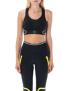 Adidas By Stella Mccartney Asmc Truepace Mesh-paneled Printed Recycled Stretch Sports Bra In Black