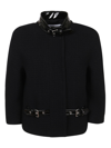 Moschino Buckle Detail Fitted Jacket In Fantasia Nero