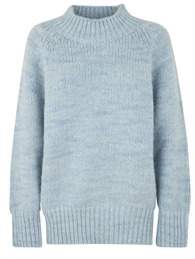 Maison Margiela High Neck Sweater In Bluette