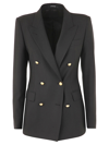 Tagliatore Gabardine Stretch Double Breasted Blazer In Black