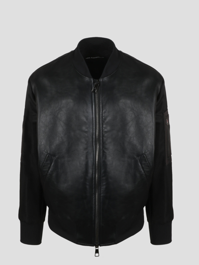 Neil Barrett Leather Panelled Bomber Jacket In Black