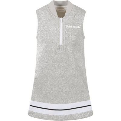 Palm Angels Kids' Silver Dress For Girl With Logo