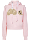 Palm Angels Pink Logo Hooded Cotton Sweatshirt In Pink