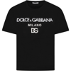 DOLCE & GABBANA BLACK T-SHIRT FOR KIDS WITH LOGOS